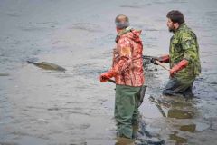 OBRAZEM: Rybáři v Očihově provedli výlov ryb. Práci jim ale ztěžovalo bahno