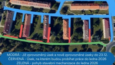 Harmonogram prací na sídlišti Pod Kasárnami se mění, přes svátky bude na stavbě klid