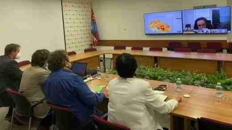 Krizový štáb Ústeckého kraje jednal pomocí videokonference. Foto: Krajský úřad Ústeckého kraje