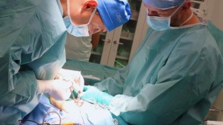 MUDr. Ivan Humhej, Ph.D., během operace brachiálního plexu kojence. Foto: Krajská zdravotní